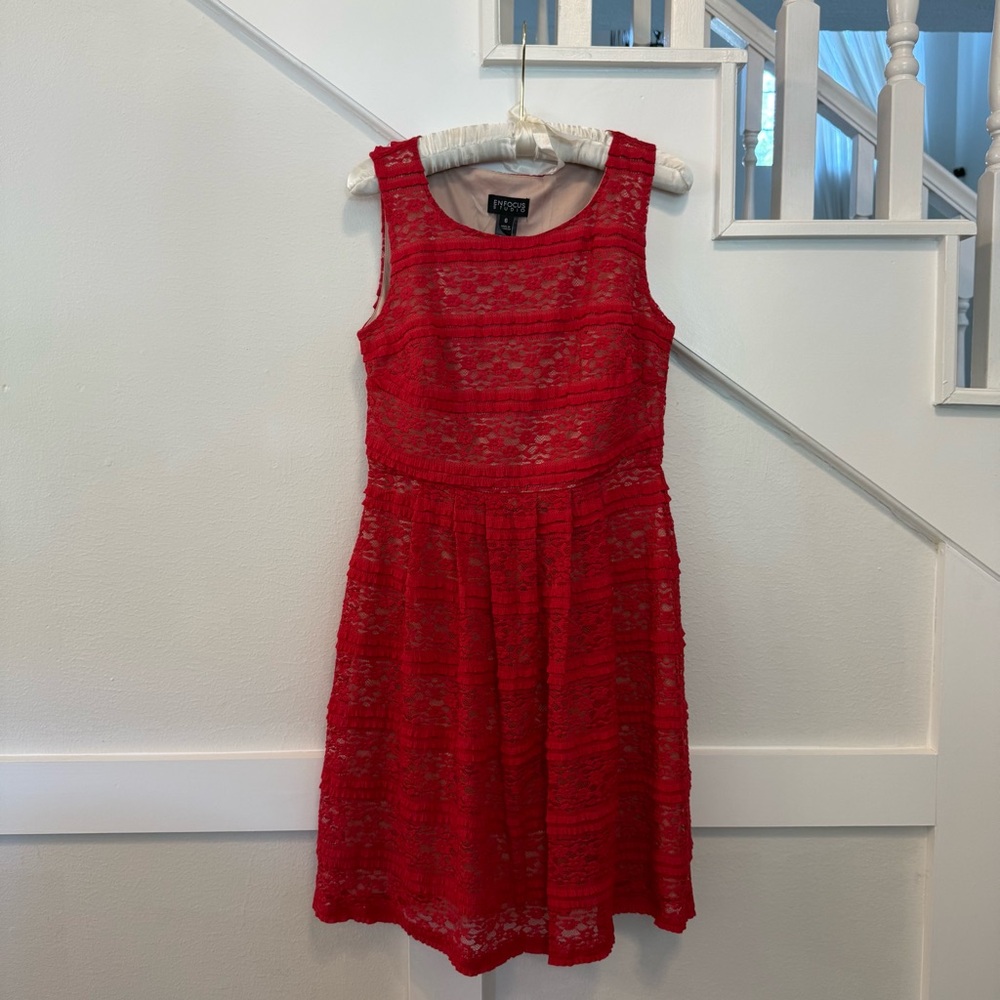 Enfocus Studio Red Lace Sleeveless Dress size 6